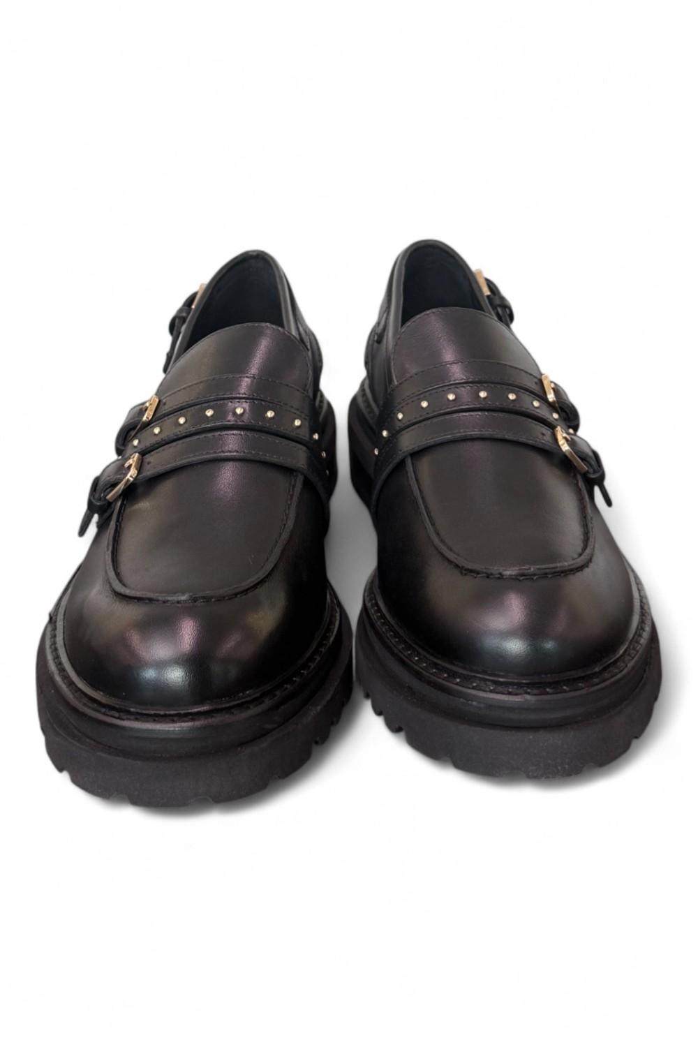 Mocassino donna pelle nera Janet 