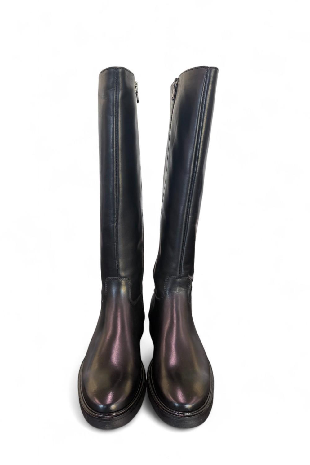 Stivale cavallerizzo pelle nera Francesco Brunelli<BR/> 