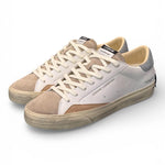 Sneaker vulcanizzata bianca beige grigia Crime London Distressed stone grey 