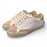 Sneaker vulcanizzata bianca beige grigia Crime London Distressed stone grey 