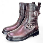 Stivaletto biker fibbie pelle testa di moro  Dei Colli<BR/> 