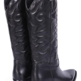 Stivale Texano ricamo in pelle nera Ranye 