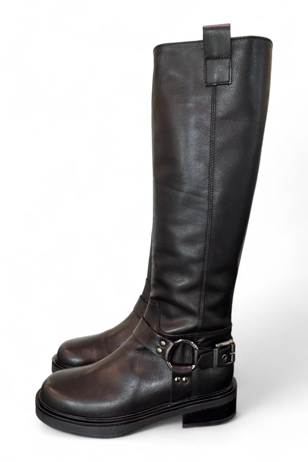Stivale biker pelle nera Angelica 