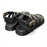 Sandalo gladiatore pelle nera Inuovo<BR/> 