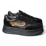 Sneaker donna pelle nera e leo Janet & Janet<BR/> 