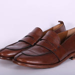 Mocassino cucitura pelle marrone Martire<BR/> 