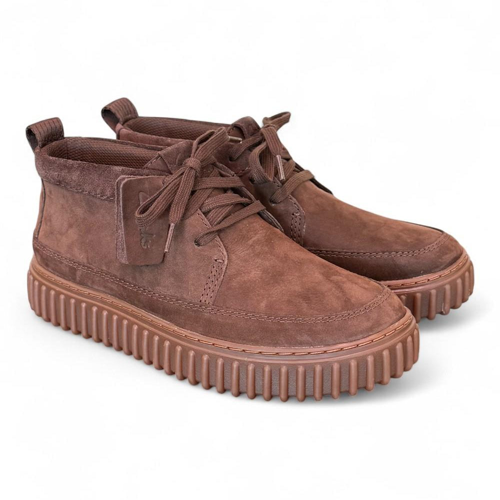 Polacco uomo Torhill Lace Hi Dark brown nabuk Clarks<BR/> 