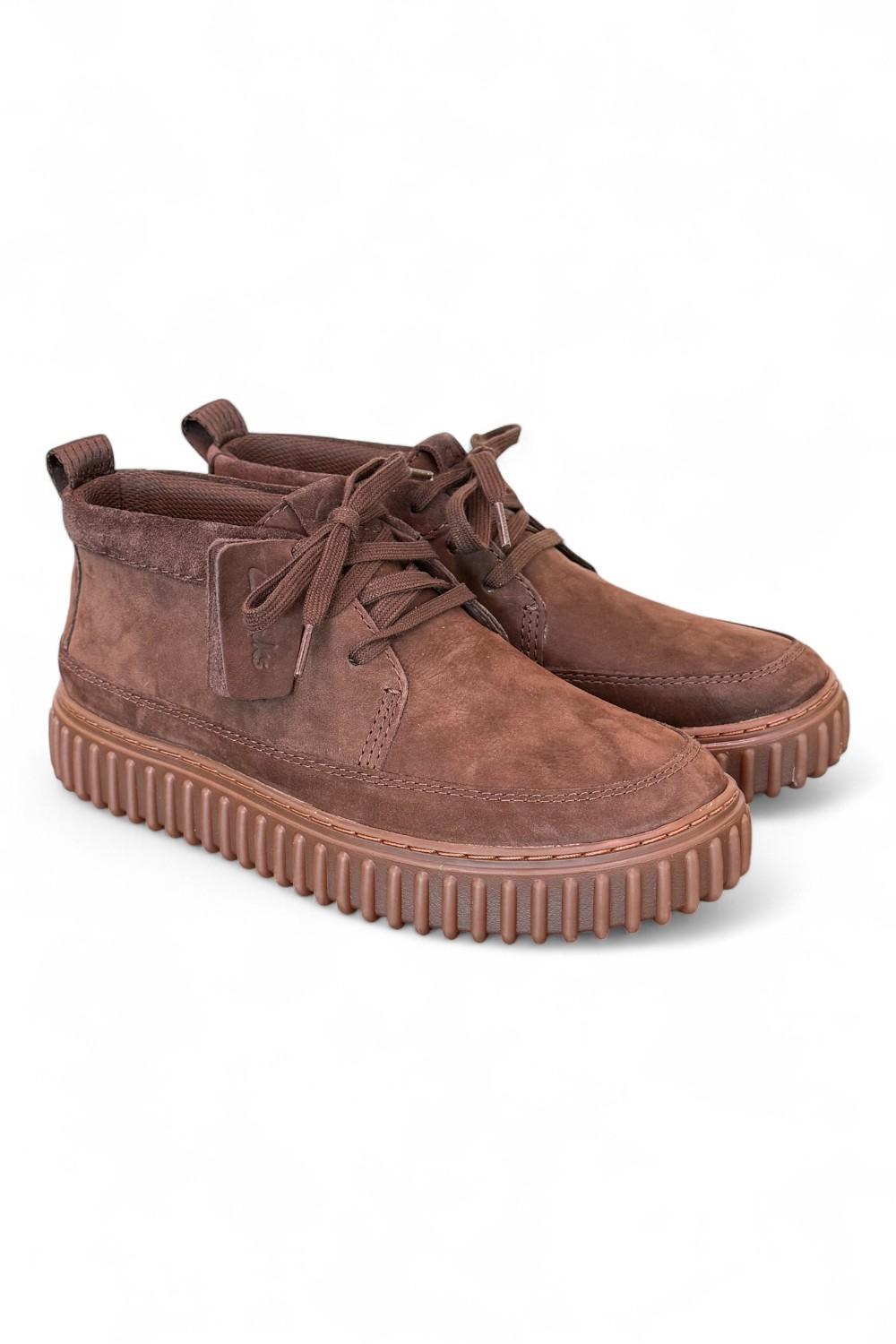 Polacco uomo Torhill Lace Hi Dark brown nabuk Clarks<BR/> 