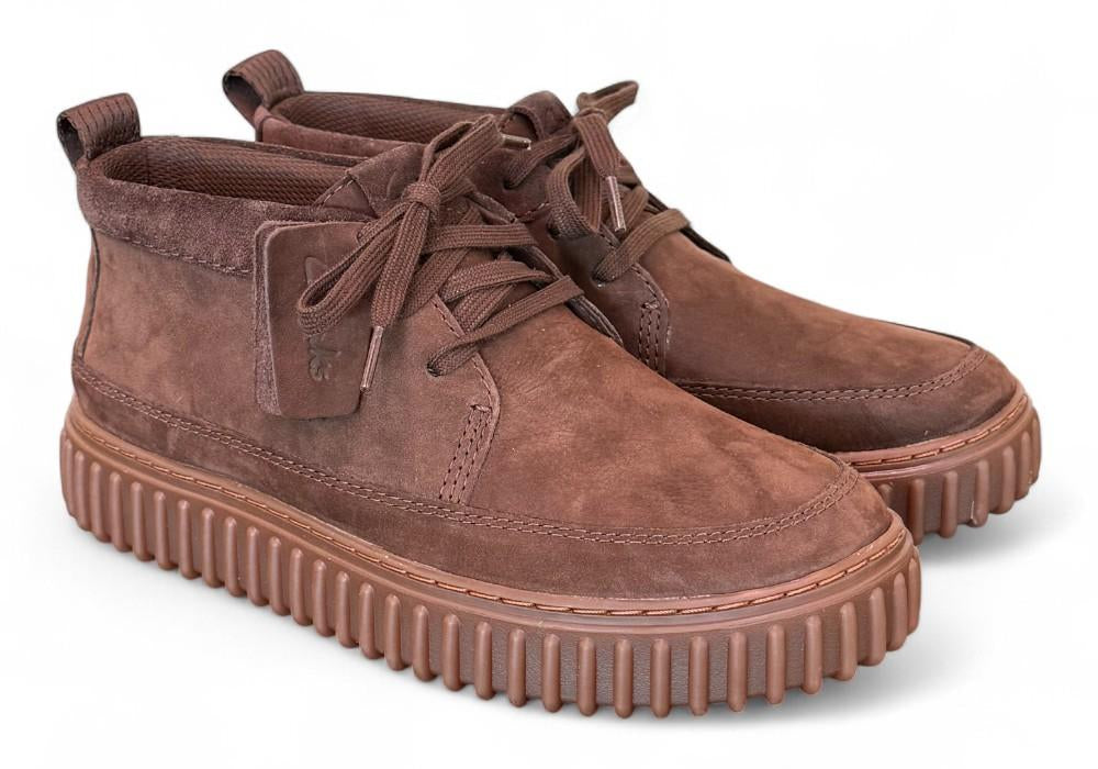 Polacco uomo Torhill Lace Hi Dark brown nabuk Clarks<BR/> 