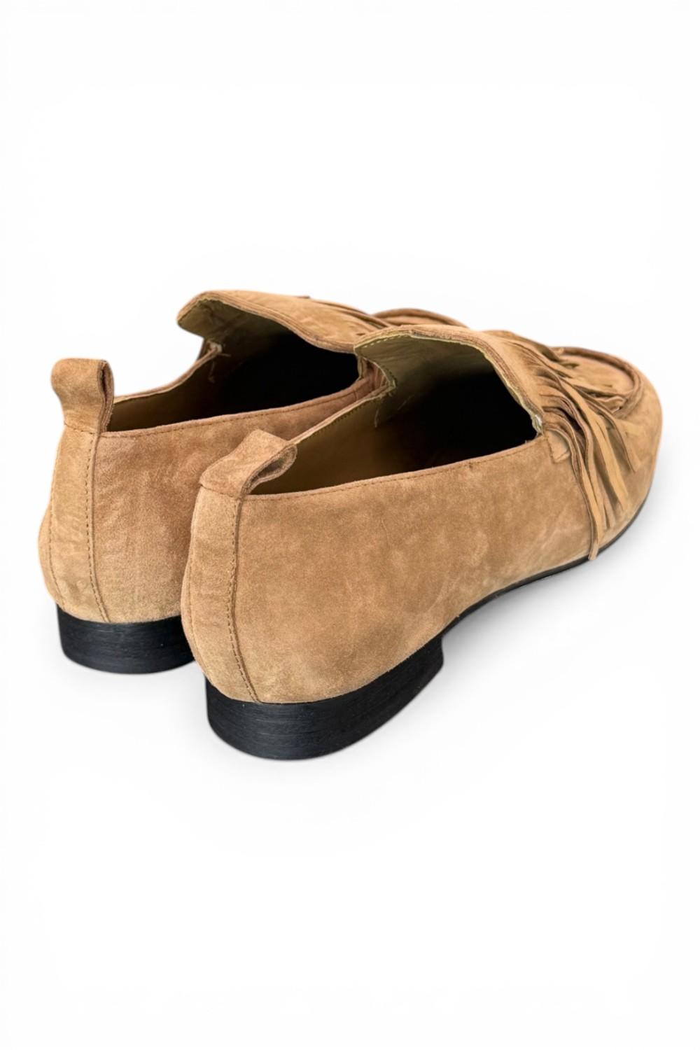 Mocassino frange camoscio beige JVAM<BR/> 