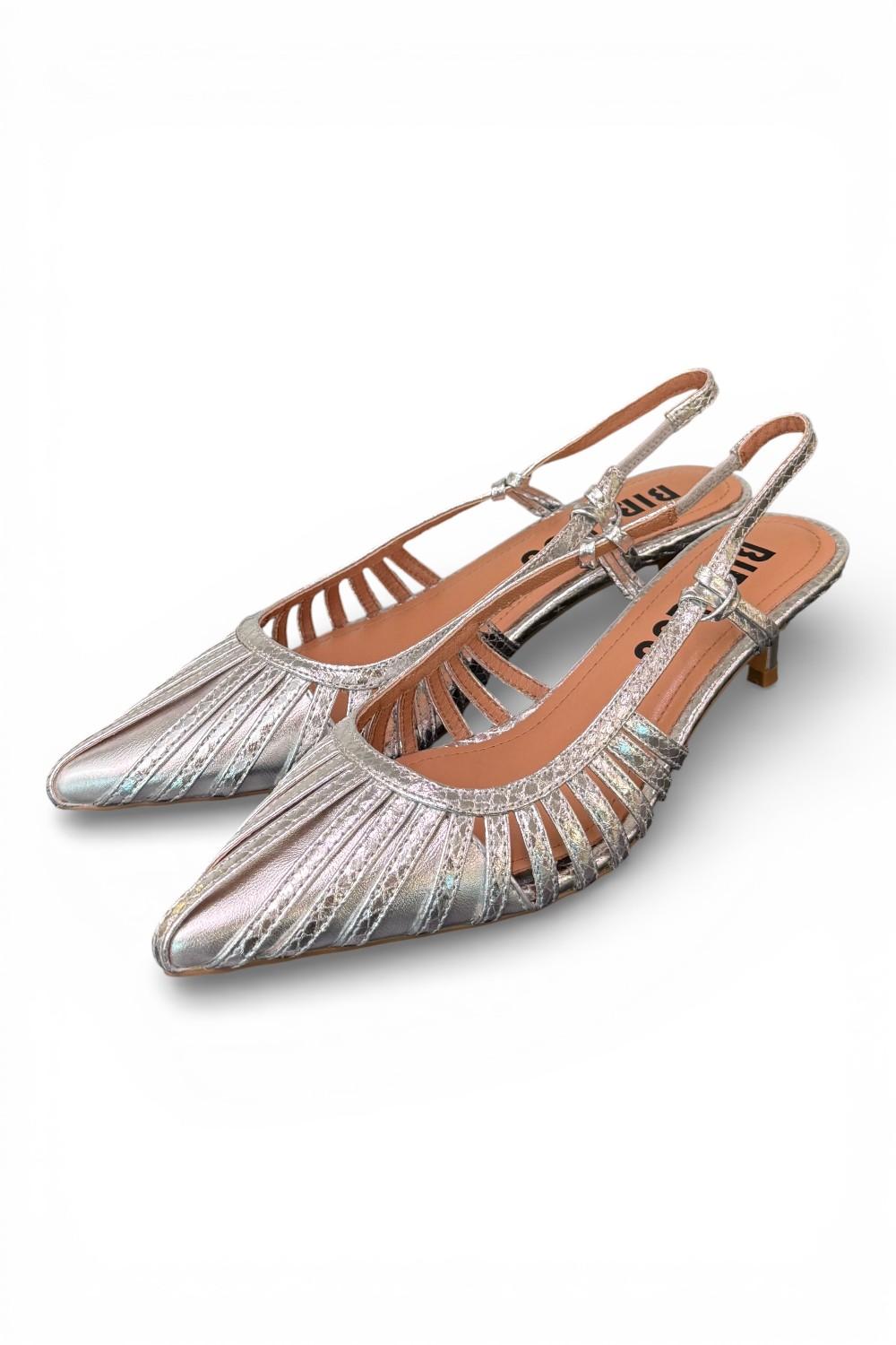 Slingback laminata argento Bibi Lou 
