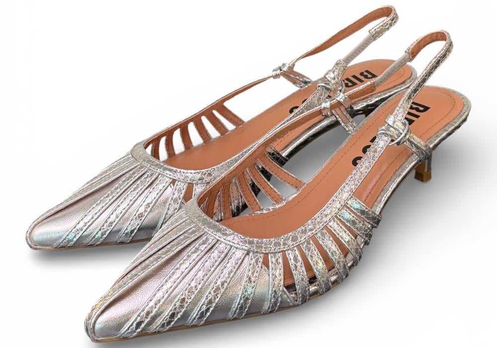 Slingback laminata argento Bibi Lou 