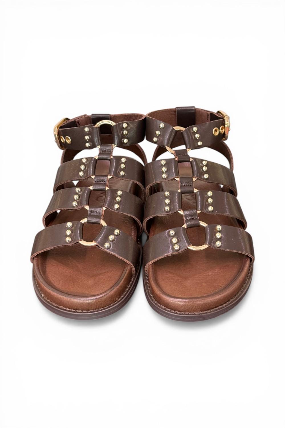Sandalo gladiatore pelle testa di moro  Inuovo<BR/> 