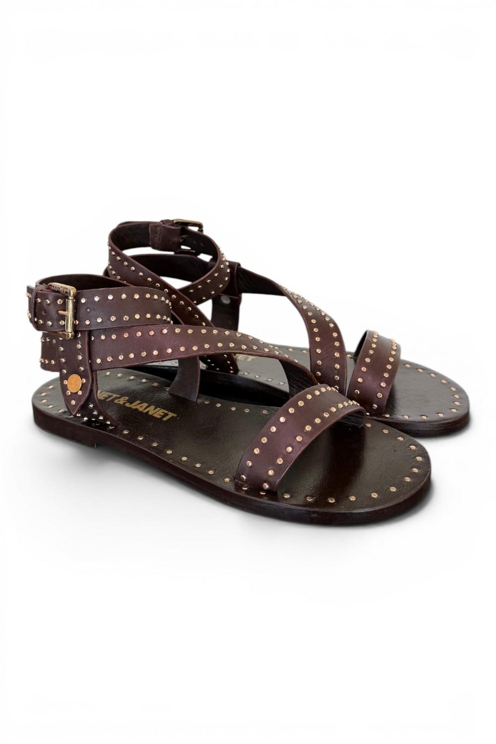Sandalo microborchie pelle testa di moro Janet<BR/> <BR/> 