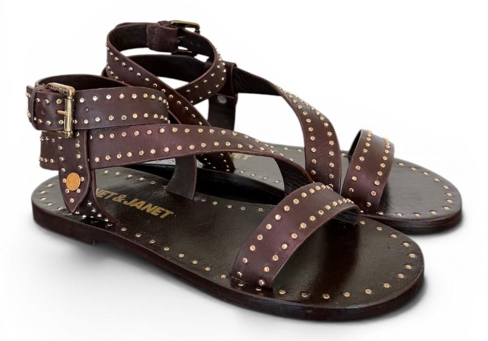 Sandalo microborchie pelle testa di moro Janet<BR/> <BR/> 