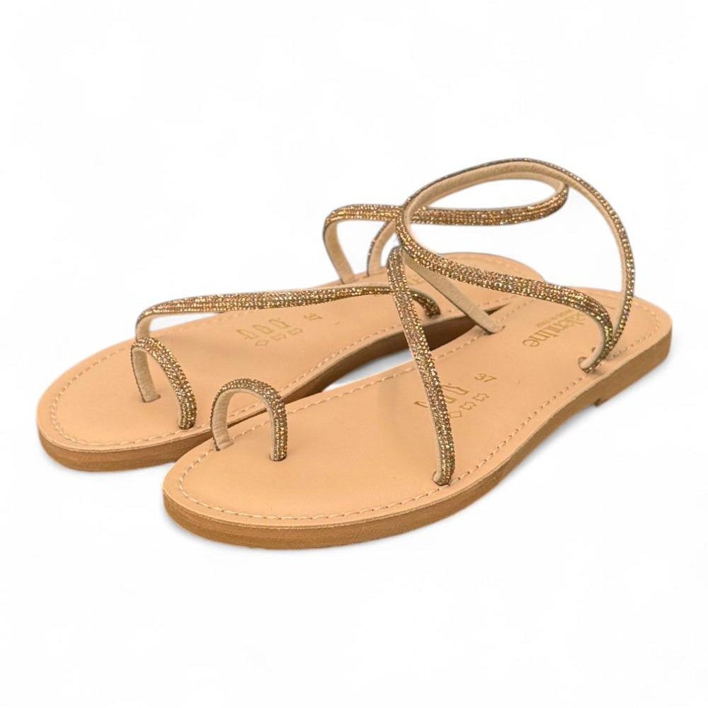 Sandalo infradito strass oro Le Salentine 