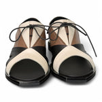 Semiaperto laccio nero beige bianco Le Bohemien<BR/> 