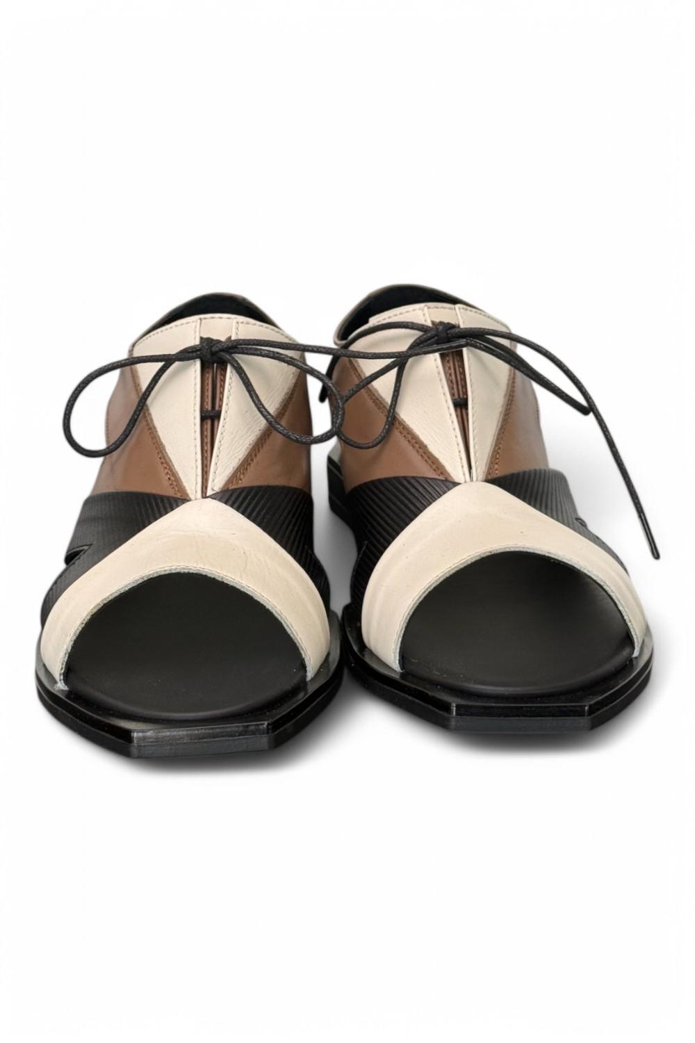 Semiaperto laccio nero beige bianco Le Bohemien<BR/> 