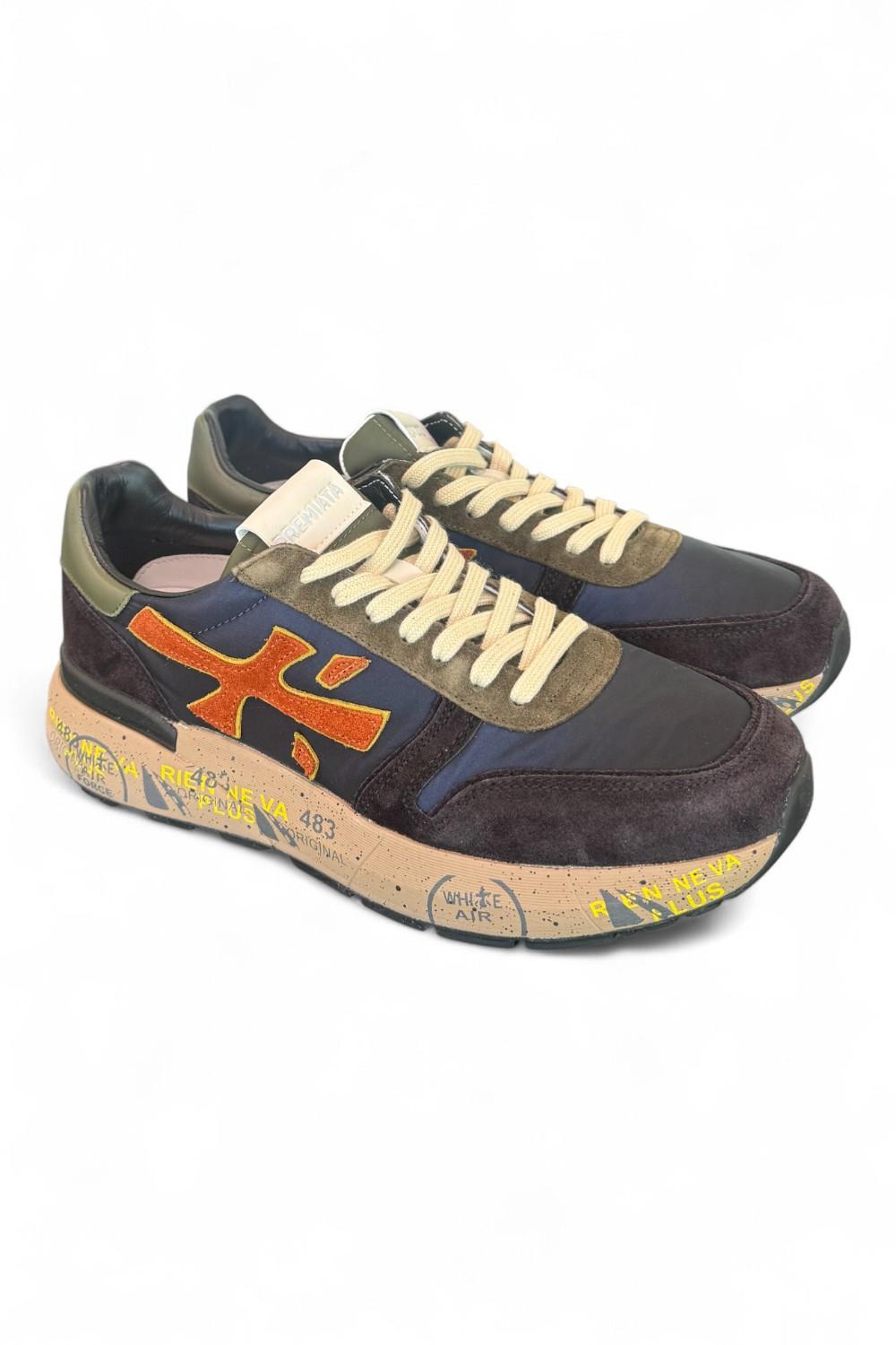 Sneaker uomo Premiata Mick 7721 blu arancio<BR/> 