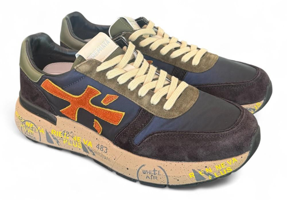 Sneaker uomo Premiata Mick 7721 blu arancio<BR/> 