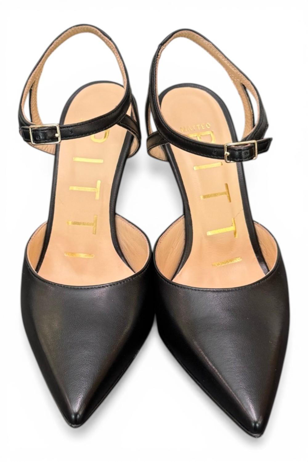 Slingback cintino pelle nera Matteo Pitti 
