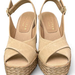 Sandalo zeppa fascia incrociata suede sabbia Palomitas<BR/> 