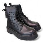 Anfibio donna pelle nera fiocco Slash Cult 