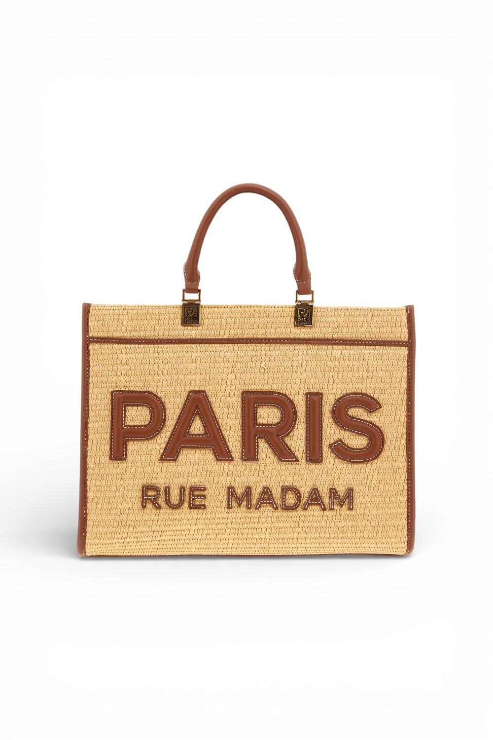 Shopping Iconique Tote Straw beige brown rafia Rue Madam 