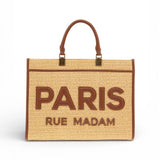 Shopping Iconique Tote Straw beige brown rafia Rue Madam 