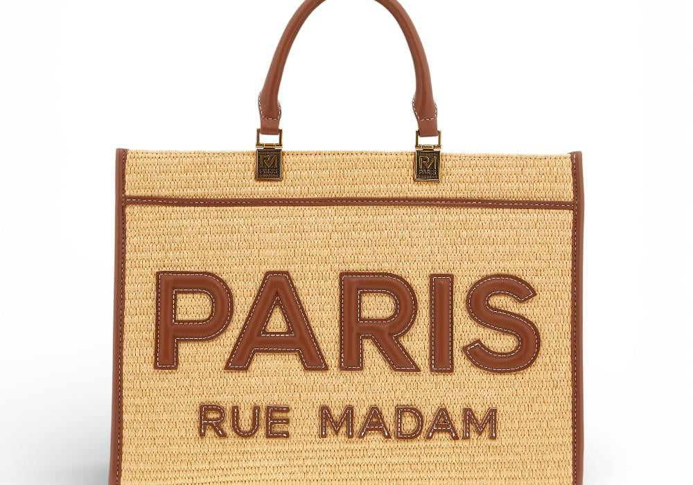 Shopping Iconique Tote Straw beige brown rafia Rue Madam 