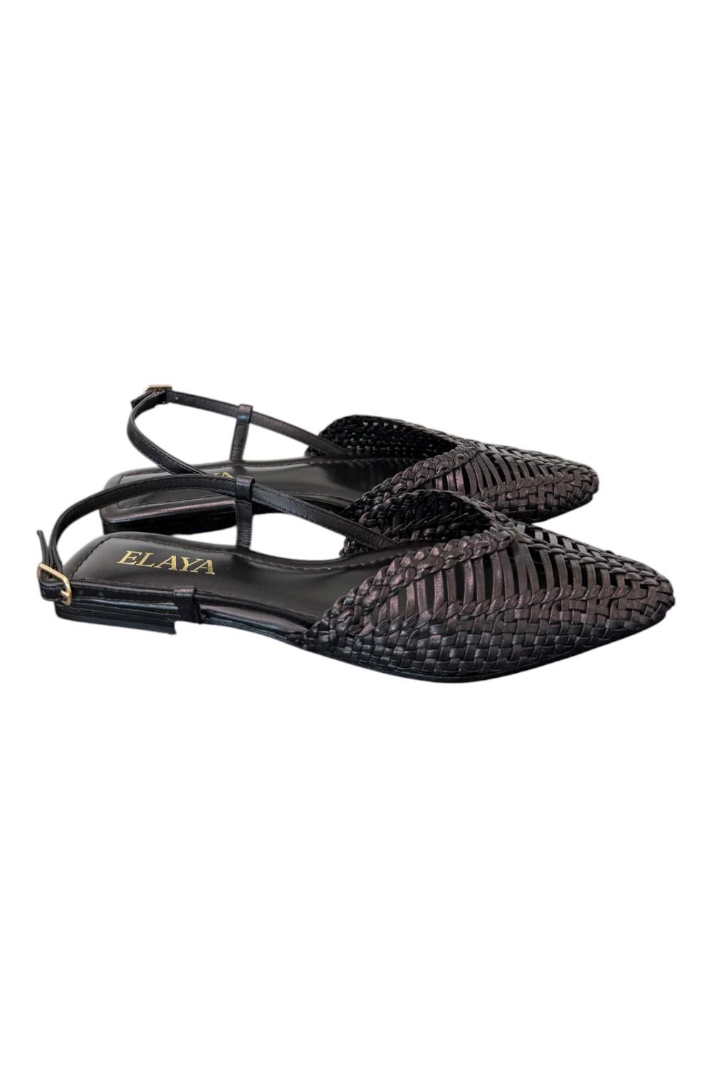 Slingback intrecciata pelle nera Elaya 