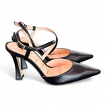 Slingback pelle nera tacco 90 Matteo Pitti<BR/> 