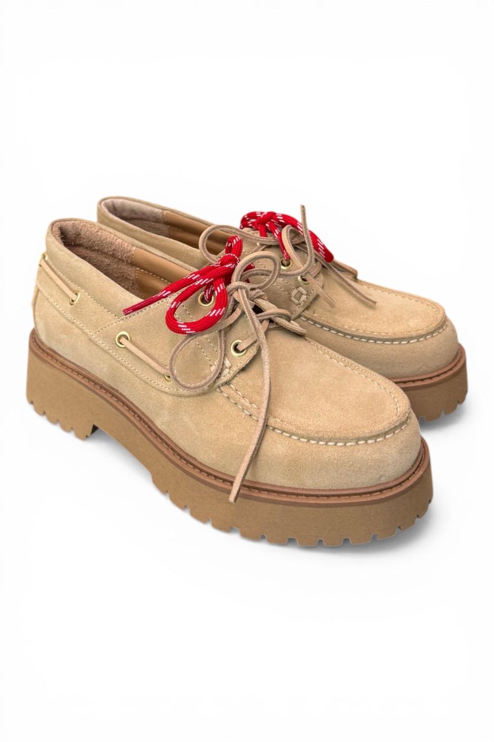 Scarpa barca XL suede beige Antica Bottega<BR/> 