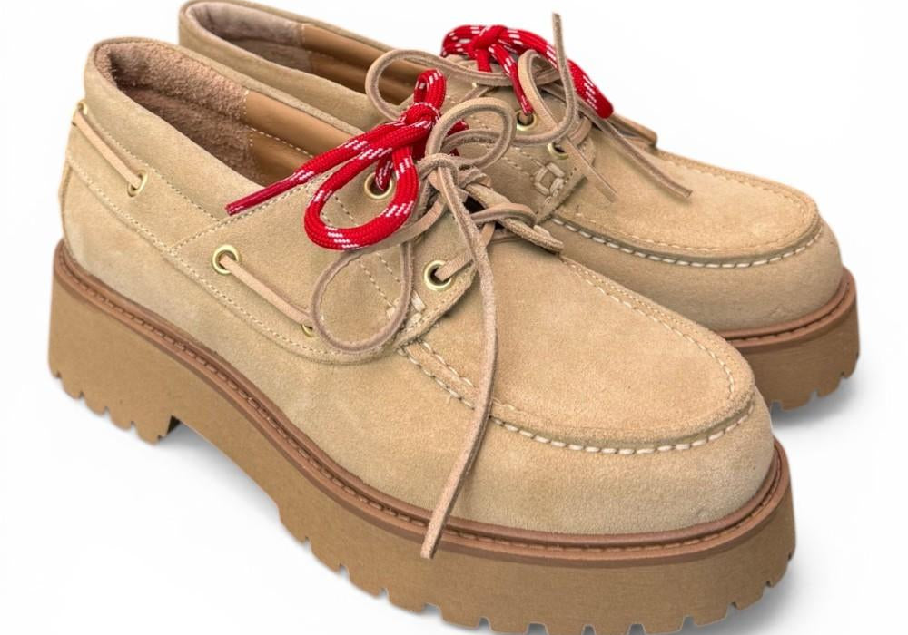 Scarpa barca XL suede beige Antica Bottega<BR/> 