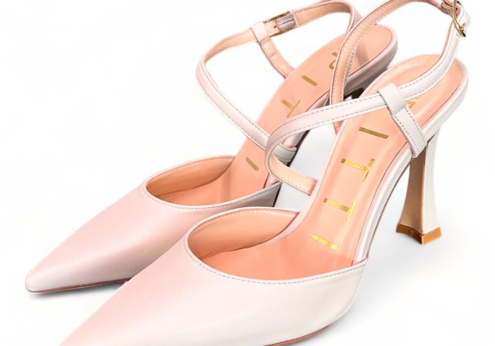 Slingback pelle burro tacco 90 Matteo Pitti<BR/> 