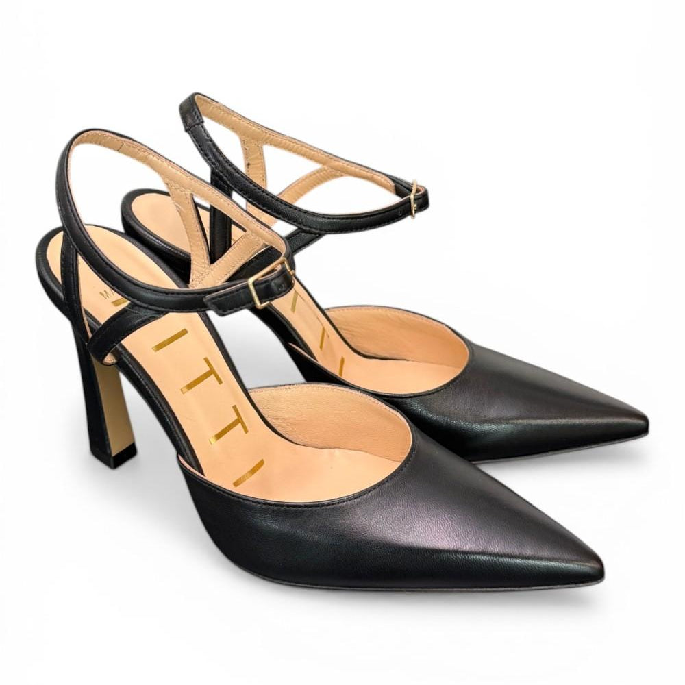 Slingback cintino pelle nera Matteo Pitti 