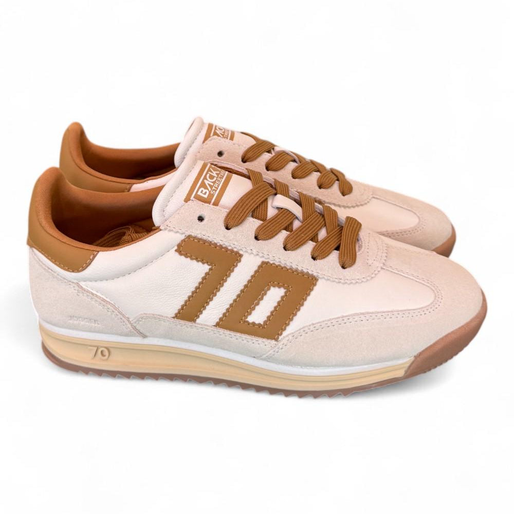 Sneaker donna Back70 Jogger nappa latte cuoio 