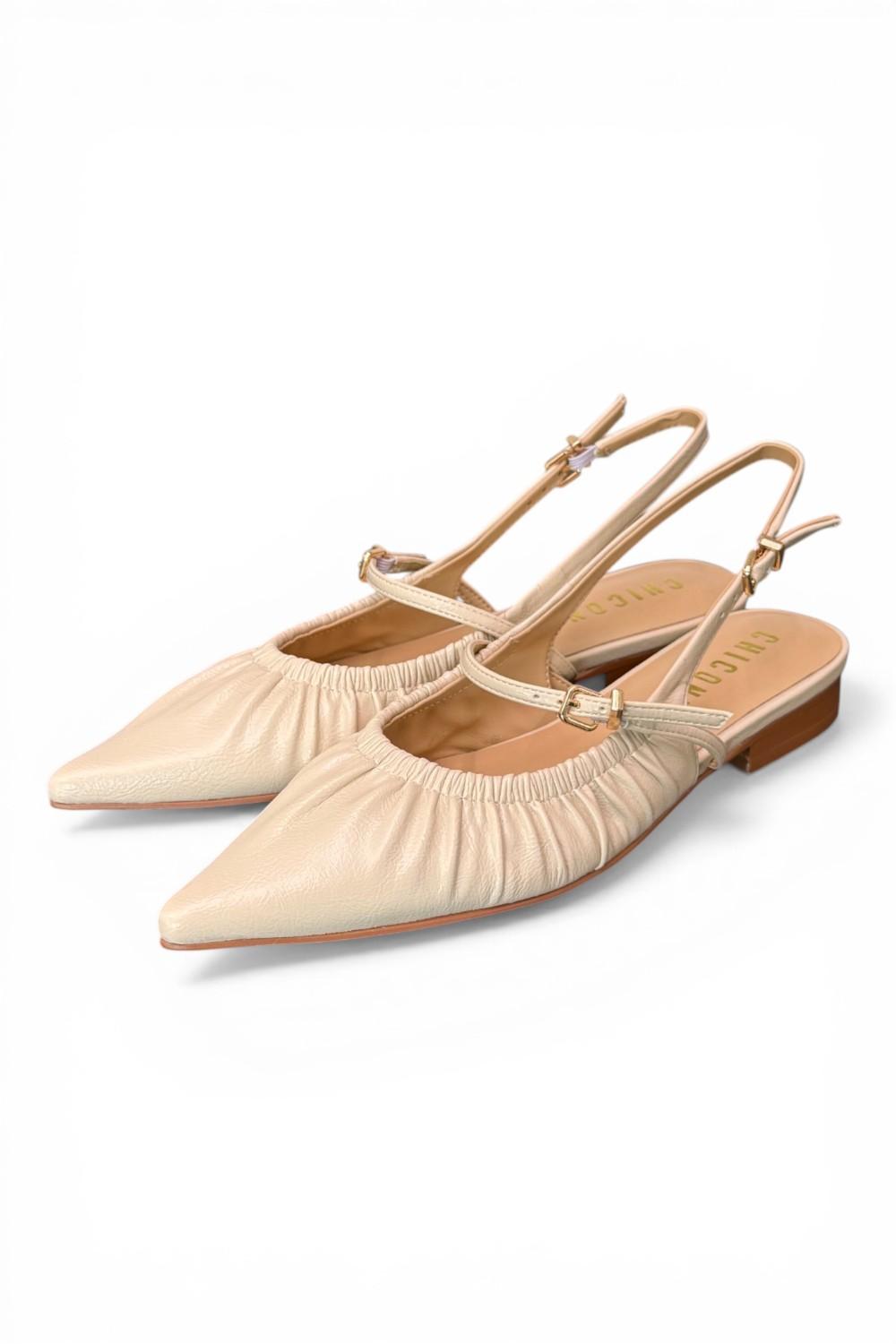Slingback flat arricciata latte Chiconic 