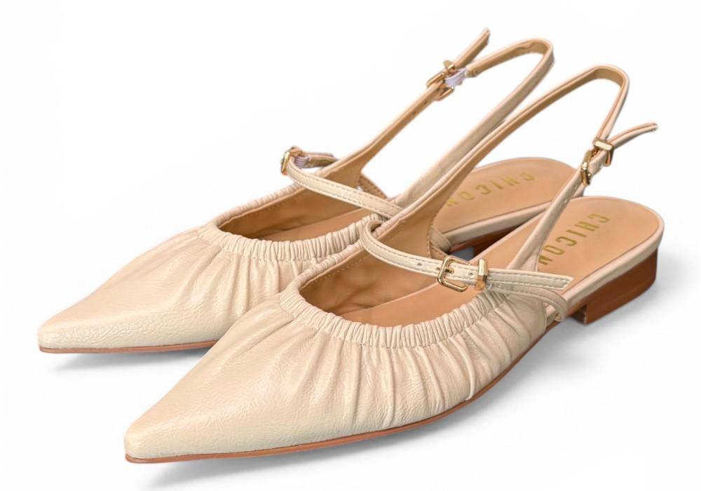Slingback flat arricciata latte Chiconic 