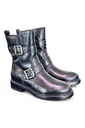 Stivaletto biker fibbie pelle nera Dei Colli