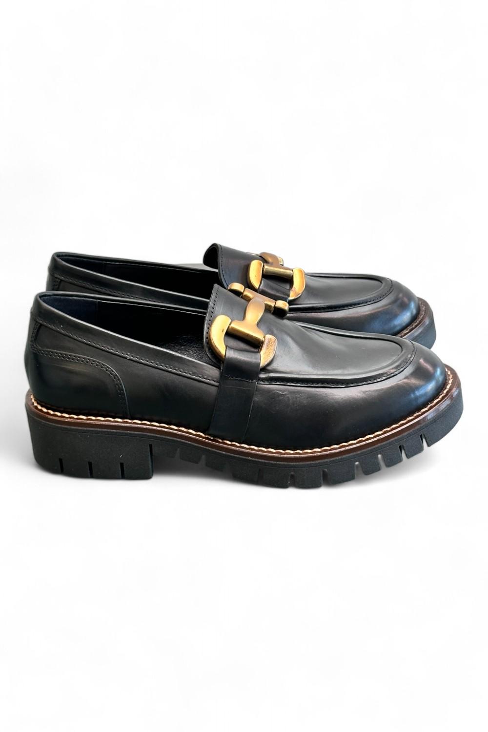 Mocassino accessorio pelle nera Anima 