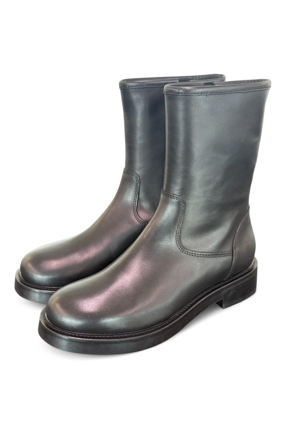 Stivale zip biker pelle nera Anima 