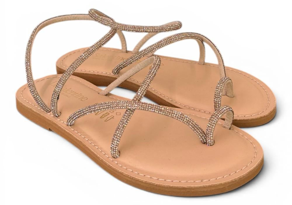 Sandalo infradito strass oro scuro Le Salentine 