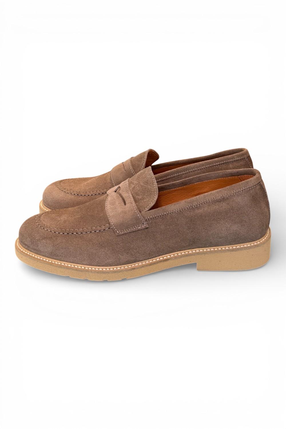 Mocassino camoscio taupe micro Exton 
