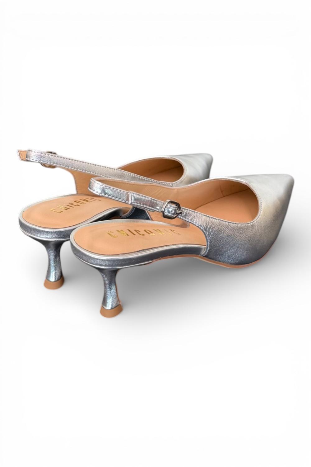 Slingback laminata argento T50 Chiconic 