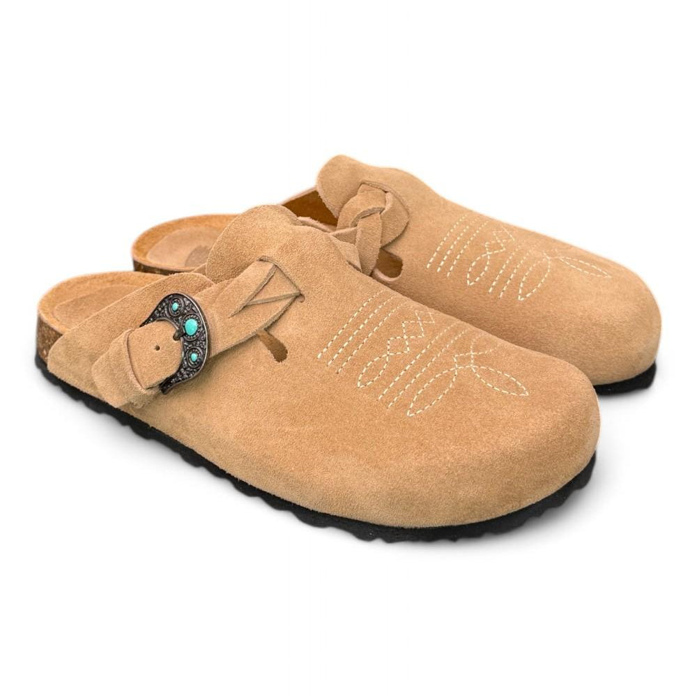 Sabot Tex ricami Taji by Lagoa suede nocciola 