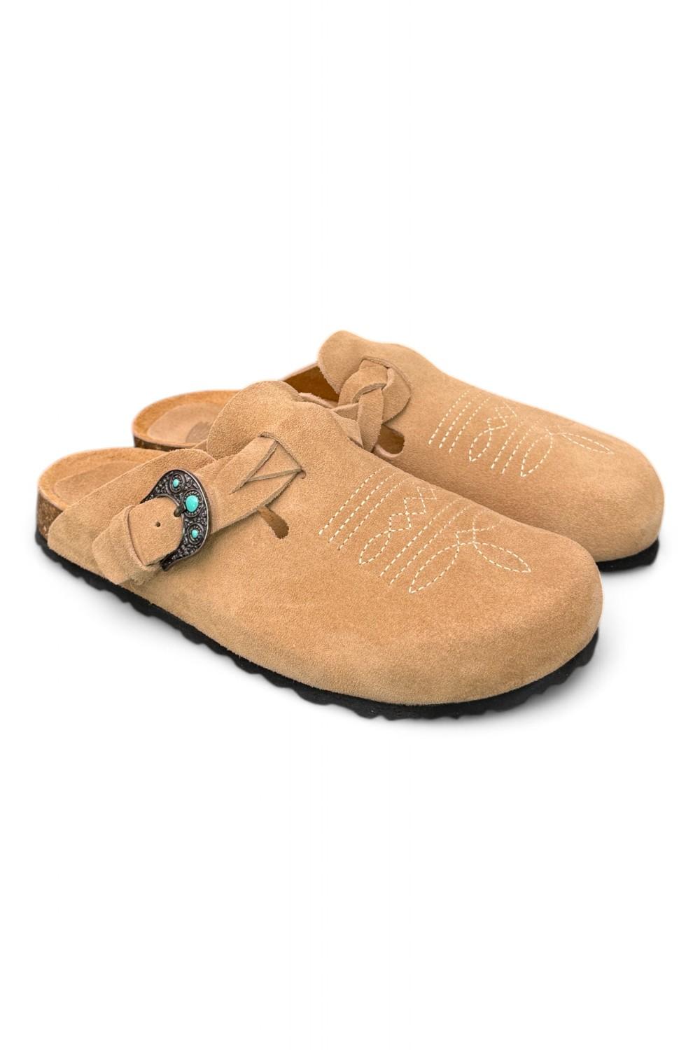 Sabot Tex ricami Taji by Lagoa suede nocciola 