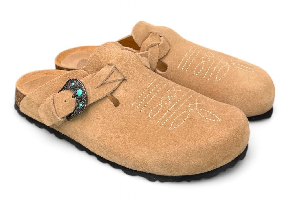 Sabot Tex ricami Taji by Lagoa suede nocciola 