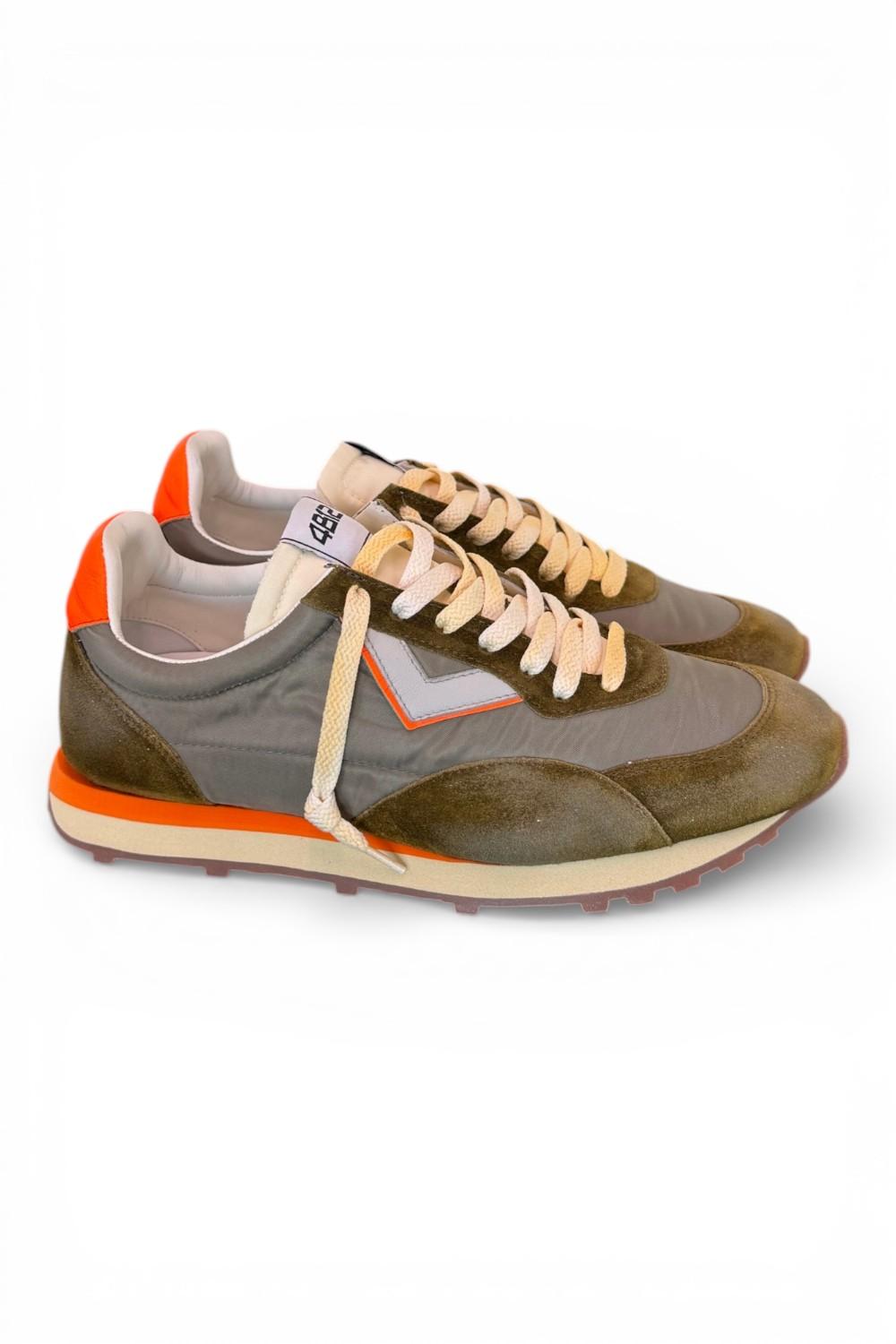 Sneaker uomo 4B12 Vintage Run verde grigio arancio 