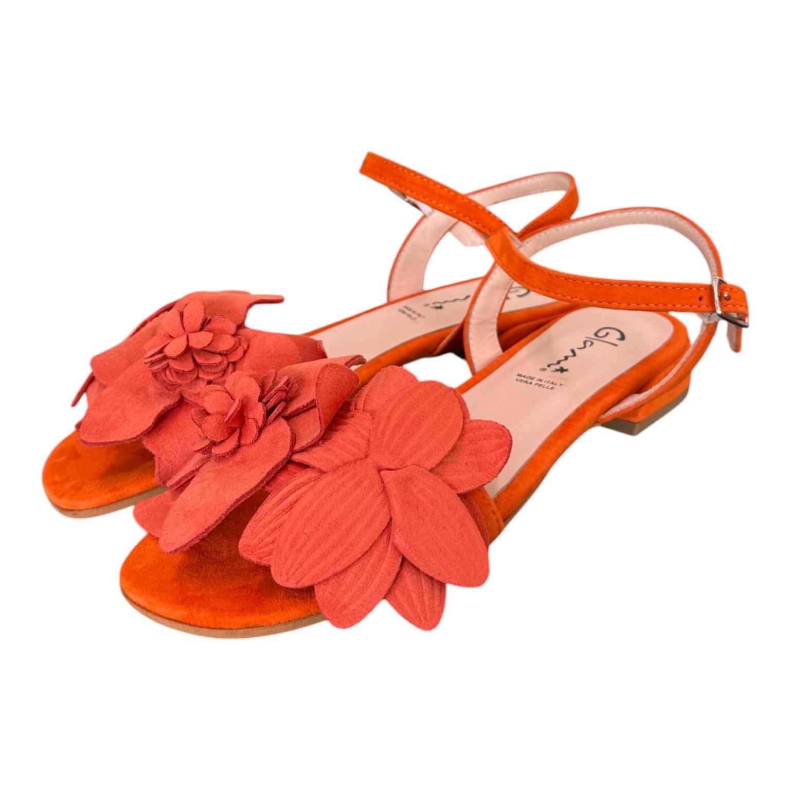 Sandalo fiore suede corallo Glam<BR/> 